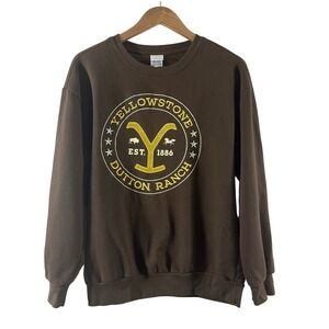 Yellowstone Dutton Ranch Brown Graphic Sweatshirt Crewneck‎ Mens Pullover